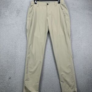Under Armour Hiking Pants Mens 32X32 Beige Nylon Blend Straight Leg Pocket‎ Logo